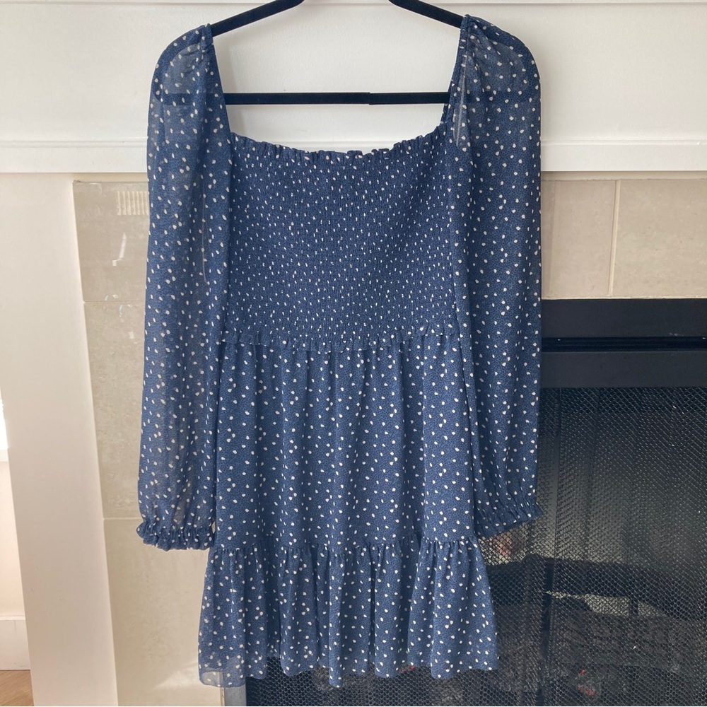 Wilfred Aritzia Blue Polka Dot Tempest Dress